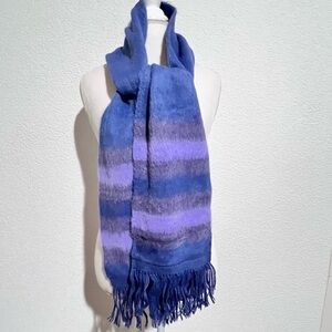 Chilean Alpaca Blue Purple Ombre Scarf with Tassels New Unisex